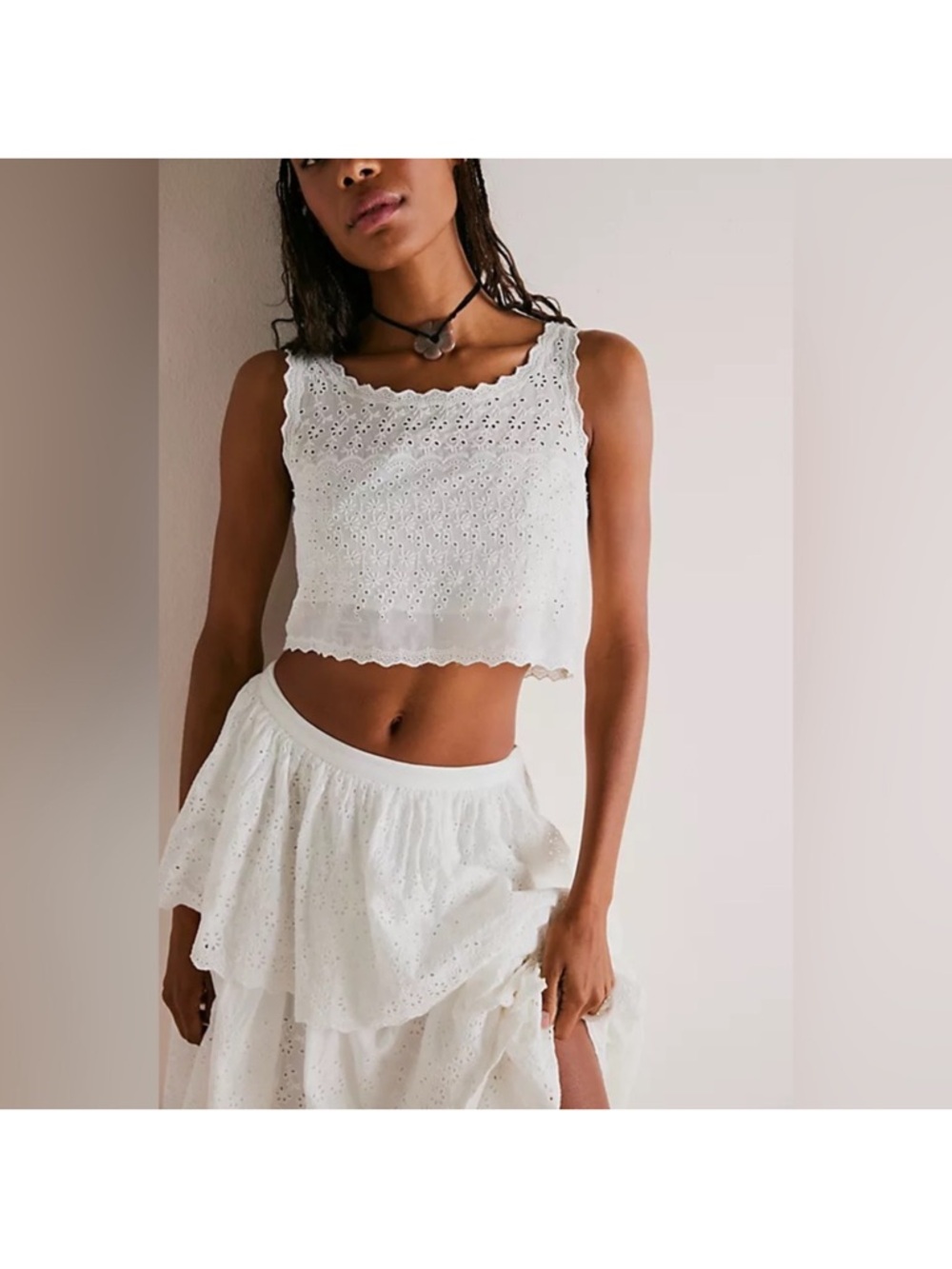LoveShackFancy Luvita Eyelet Crip Tank